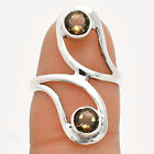 Natural Smoky Quartz - Brazil 925 Sterling Silver Ring S.7 Jewelry R-1723