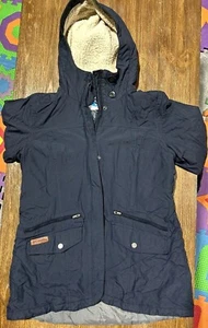 Columbia Full Zip Fleece Lined Hood Winter Coat Jacket Navy Blue Woman's Size M - Picture 1 of 10