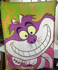 New Open Disney Branded Cheshire Cat Throw Blanket 48" x 62" Alice Wonderland - Picture 1 of 11