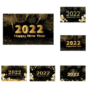 Stunning Oversized Happy New Year Banner Badrop With Bla And Gold Elegance - Picture 1 of 12
