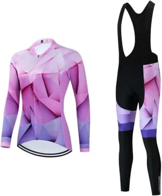 (Vendedor de EE. UU.) Conjunto de camisa de bicicleta de manga larga para mujer + juego de babero Foto 1 de 4