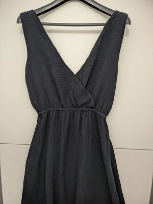 Vestido Steve Madden Para Mujer M Negro Gasa Sin Mangas Cuello Profundo Acampanado Elástico Nuevo Foto 1 de 4