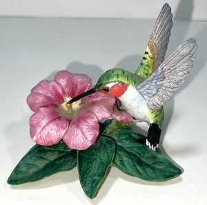 Vintage Lenox Colibrì Garden Bird Collezione Fine Porcellana Figura Fiore Rosa - Foto 1 di 10