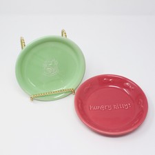 New listing
Stoneware Cat Dish Set of 2 Cat Food Ceramic Saucers Green Red