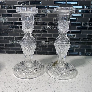 "Juego vintage (2) de candelabros Waterford cristal patrón gótico 7,5""". Excelente! - Imagen 1 de 10