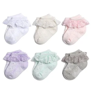 6 Pair Pack Toddlers Baby-Girls Eyelet Frilly Lace Socks Princess Ankle Socks... - Picture 1 of 7