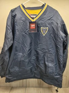STEVE & BARRY'S MENS NYLON PULLOVER JACKET FLEECE LINED GOLF EMBLEM SIZE S NAVY - Picture 1 of 9