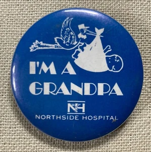 Northside Hospital Georgia Sammler Vintage Knopf Storch & Baby Ich bin ein Opa - Bild 1 von 3