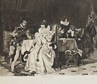 Photgravure antique Mary Stuart reine d'Écosse victorienne 1894 signée sur plaque
