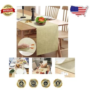 Stylish Waterproof Table Runner 108'' - Rustic Beige Perfect for Home & Events - Picture 1 of 9
