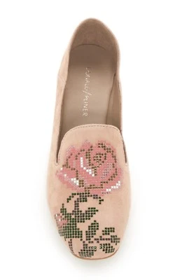 Nuevos Mocasines DONALD PLINER $228 Florales Embellecidos Pisos 6 M Gamuza Tostada 'Hiro' Foto 1 de 4