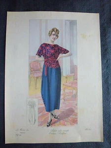 Gravure in folio circa 1910:MODE ANCIENNE:La femme chic:robe , création REDFERN - Picture 1 of 1