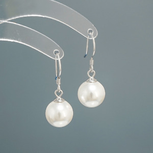 925 Sterling Silver Pearl Drop Dangle Hook Earrings Womens Jewellery Gift New UK