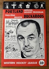 1965-66 WHL Portland Buckaroos vs Seattle Totems Hockey Program Connie Madigan