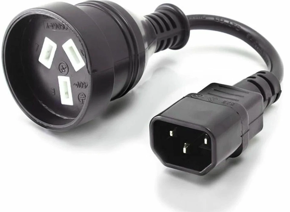 IEC C14 Male to 3-Pin Female Mains UPS Power Cable AU Plug 3P Socket 15cm Cord  - image 1 of 1