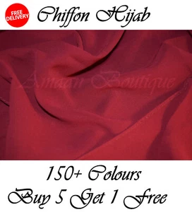 High Quality Chiffon Hijab Scarf Georgette Maxi Shawl Wrap Soft 150+ Colours - Picture 1 of 251