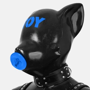 FURRJOI Silicone Blue BDSM Headgear Fox Mask Hood Ico Drone for Gay Fetish - Picture 1 of 5