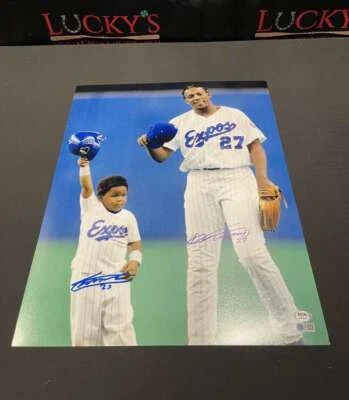 Vladimir Guerrero Jr & Sr Dual Signed Auto 16x20 Photo PSA COA USA SM COA RARE - Image 1 of 4