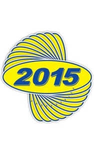 2015 Model Year Vinyl Car Window Stickers (Blue/Yellow) (12 of 1 Year Per Pack) - Picture 1 of 1
