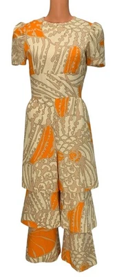 Mono TORI RICHARD Vintage Años 70 Para Mujer Hawaiano Pierna con Volantes SS - Talla S Foto 1 de 4