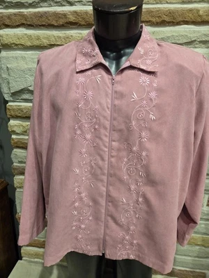 Женская куртка Bon Worth на розовой молнии с цветочной вышивкой размер XL для взрослых - Изображение 1 из 4