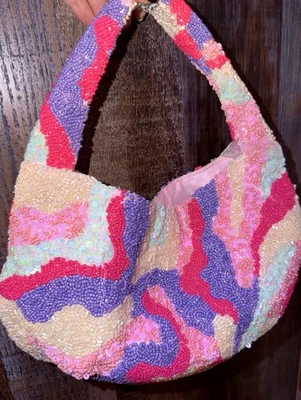 Beaded Sequin SownHandbag Made In India Boho Hippie Colorful Tik Tok Viral - Image 1 of 4