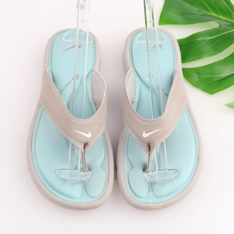 Сандалии женские Nike размер 10 серые цвет морской волны комфортные стринги шлепанцы мягкие пена - Изображение 1 из 4