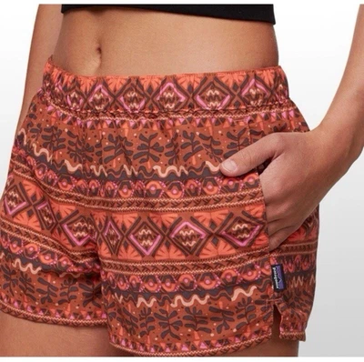 Mujeres Talla Mediana Patagonia 2” Entrepierna Bolsos Pantalones Cortos Azteca Tribal SENDERISMO Bolsillos Foto 1 de 4