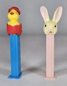 PEZ Easter Lot - Easter Bunny Rabbit & Yellow Chick Candy Dispenser Pink Blue - Picture 1 of 15