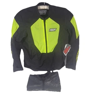 Speed & Strength Hot Head Motorcycle Jacket Blk/Neon Men Sz L W/ Rain Liner NWT - Bild 1 von 16