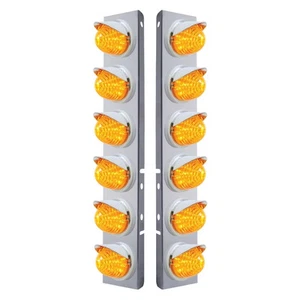 Peterbilt Front Air Cleaner 12 Beehive LED Lights & Visor - Amber LED/Amber Lens - Foto 1 di 6