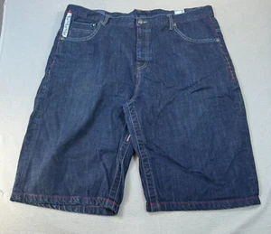 Parish Nation Shorts 44x13 Y2K Mens Blue Denim Cotton High Rise Button-Fly - Picture 1 of 18