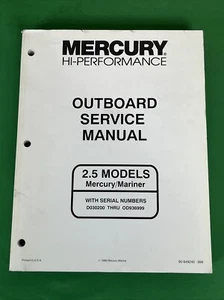 OEM 1996 MARINER MERCURY OUTBOARD SERVICE MANUAL 2.5 MODELS 90-849240 - Picture 1 of 4