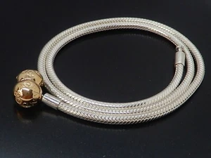 Pandora Silver w/ 14K Gold Ball Lock Smooth Necklace 590742HG-42 - Picture 1 of 9