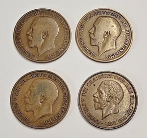 Lot 4 King George V Large Cent Penny 1912, 1921, 1936 Great Britain England Coin - Picture 1 of 10