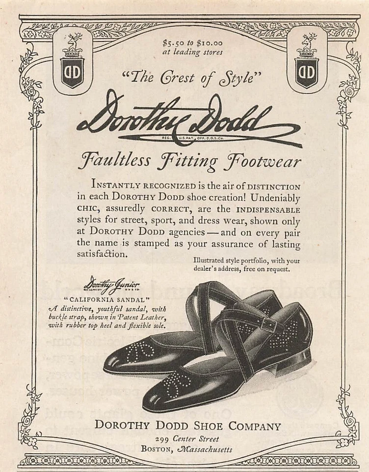 Dorothy Dodd Shoe Co Print Ad Vintage Shoe Advertising Fashion Boston MA 1924 - Image 1 of 1