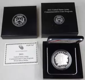 2011-P US Army Proof Silver Dollar US Mint Commemorative $1 Box & COA - Picture 1 of 6