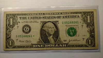 US. 2003. $1.00. Federal Reserve Note Chicago "STAR" #G 05168261*.Circulated  - Image 1 of 2