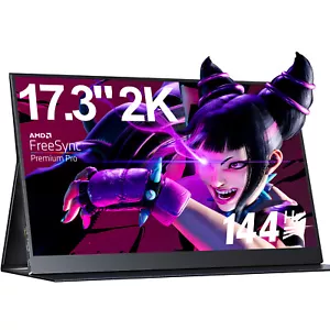 144Hz Portable Gaming Monitor 17.3" 2K QHD Switch Display 1080P For Xbox PS 5 - Picture 1 of 10