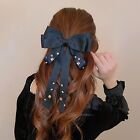 Big Bow Hair Clips with Multicolored Rhinestone Black Bow Hair Clips Huge Sof...