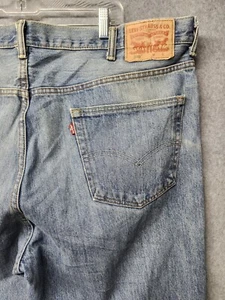 Levi's 550 Blue Jeans Relaxed Straight Fit Blue 44x30 Denim Stains Worn Faded - Picture 1 of 10