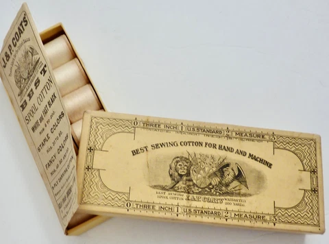 Rare UNUSED old store stock J&P COATS Spool Thread in Original BOX Cover