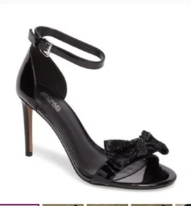 Scarpa Michael Kors nera Parigi paillettes fiocco tacco vernice caviglie taglia 10 - Foto 1 di 6