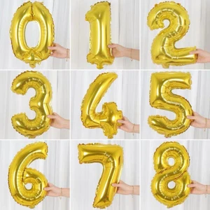 Reusable 16" Birthday Party Gold Number Foil Balloon Self Inflating Air Baloon - Picture 1 of 34