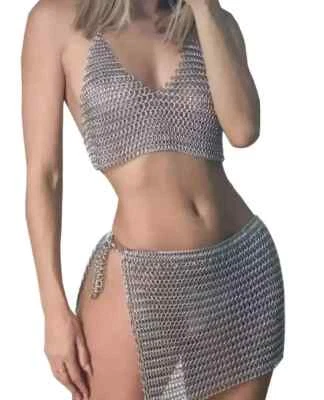 New Aluminium 10mm Butted Chainmail bra Bikini Set Cosplay Sexy Halter Bra - Image 1 of 3