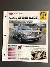 1998 Bentley Arnage Sedan IMP "Hot Cars" Spec Sheet Folder Brochure Awesome