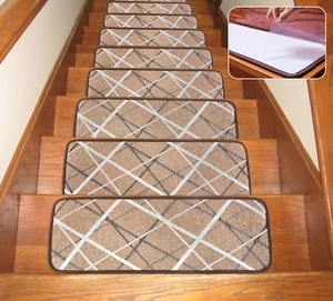 Non-Slip Stair Treads Carpet for Wooden Steps Indoor, Anti-Slip Step Runners wit - Picture 1 of 6