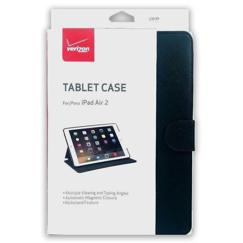 Verizon Folio Cover Black Leatherette Case for iPad Air 2 A1566 A1567 - Image 1 of 2