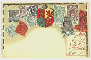 35.-POSTCARD GIBRALTAR STAMPS MONTAGE EMBOSSED COAT OF ARMS 🇬🇮 - Imagen 1 de 2