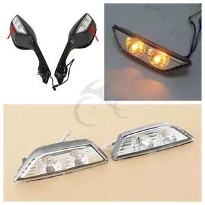 Rearview Mirrors Turn Signal Lights For Kawasaki Ninja ZX10R 2011-2015 2014 2013 - Picture 1 of 7